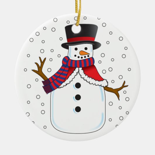 Weihnachtsschneemann Keramik Ornament (Vorne)