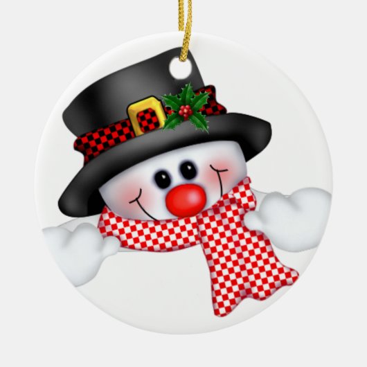 Weihnachtsschneemann Keramik Ornament (Vorne)
