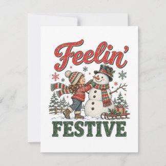Weihnachtsschneemann Kinder fühlen festlich Dankeskarte