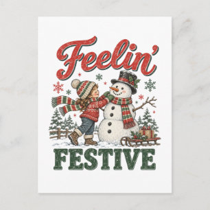 Weihnachtsschneemann Kinder fühlen festlich Postkarte