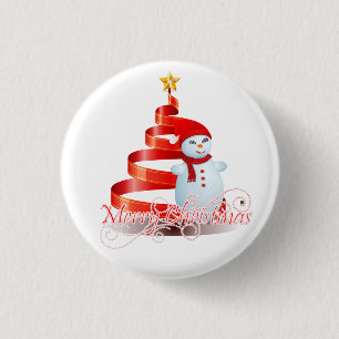 WeihnachtsSchneemann - klein, 1 ¼ Zoll-runder Button