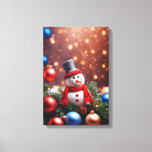 Weihnachtsschneemann Leinwanddruck