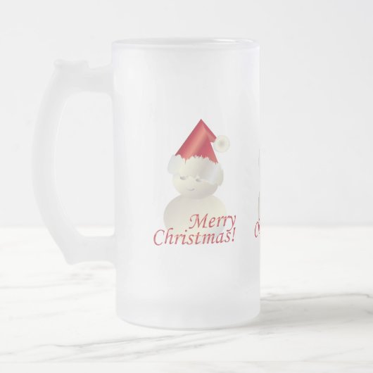 Weihnachtsschneemann Mattglas Bierglas (Links)