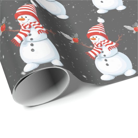 Weihnachtsschneemann mit Bird Geschenkpapier (Rolleneckpunkt)