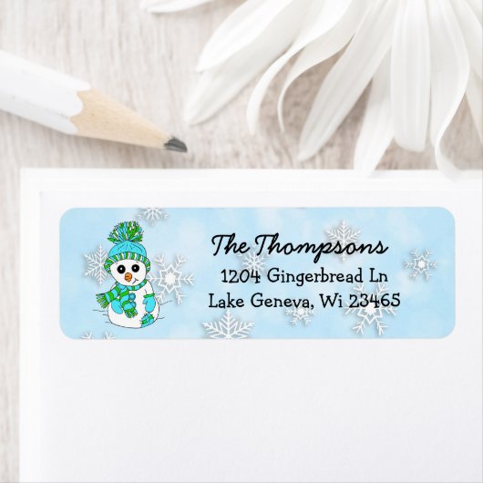 Weihnachtsschneemann mit blauem Schneeflocken Hint (Insitu)