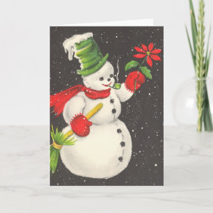 Weihnachtsschneemann mit Blume Feiertagskarte