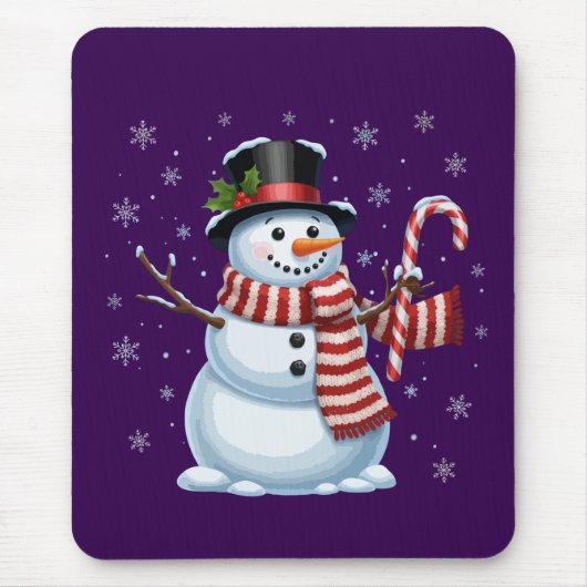 Weihnachtsschneemann mit Candy Cane & Top Mousepad (Vorne)