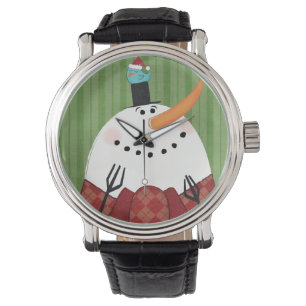 WeihnachtsSchneemann mit Gesang-Vogel Armbanduhr