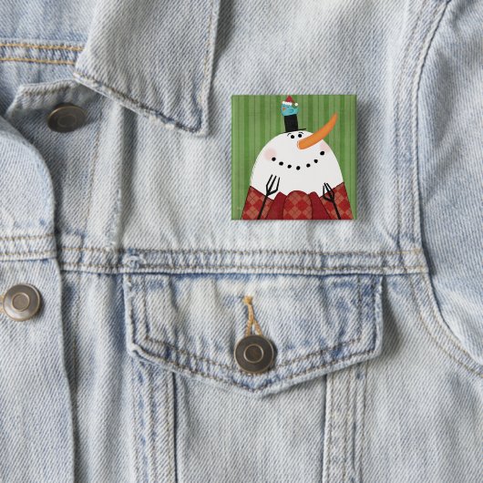 WeihnachtsSchneemann mit Gesang-Vogel Button (Beispiel)