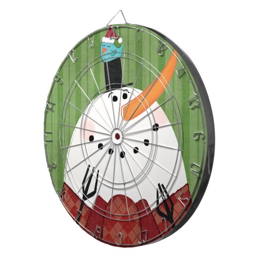 WeihnachtsSchneemann mit Gesang-Vogel Dartscheibe (Vorderseite rechts)