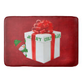 Weihnachtsschneemann mit Geschenk Badematte (Vorderseite)
