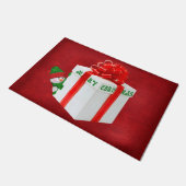 Weihnachtsschneemann mit Geschenk Fußmatte (Schrägansicht)