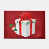 Weihnachtsschneemann mit Geschenk Fußmatte (Vorderseite)