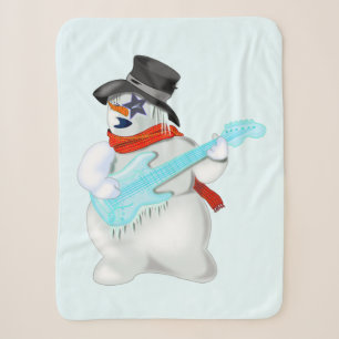 Weihnachtsschneemann mit Gitarre Baby Sherpa Blank Sherpadecke