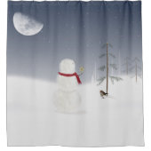Weihnachtsschneemann mit Gold Star Duschvorhang (Vorderseite)