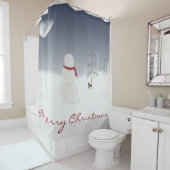 Weihnachtsschneemann mit goldenem Stern und Mond Duschvorhang (Beispiel)