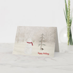 Weihnachtsschneemann mit Goldstar im Schnee Dankeskarte