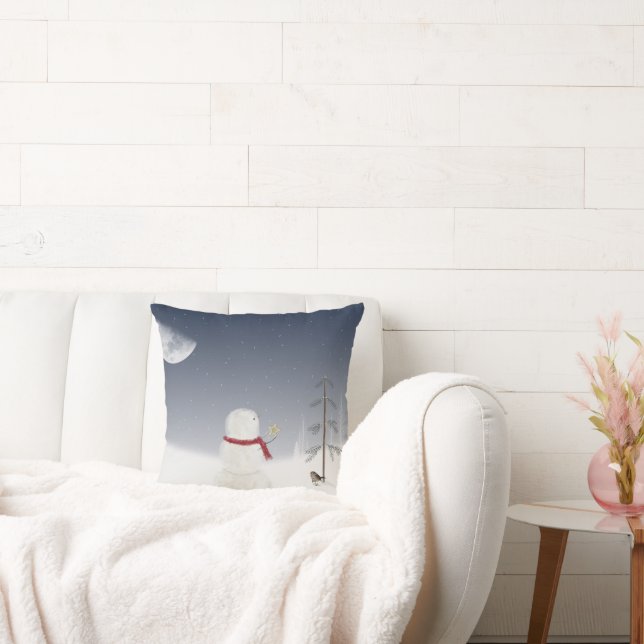 Weihnachtsschneemann mit Goldstar Kissen (Liege)