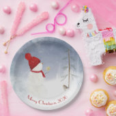 Weihnachtsschneemann mit Goldstar Pappteller (Party)