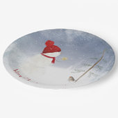 Weihnachtsschneemann mit Goldstar Pappteller (Schrägansicht)