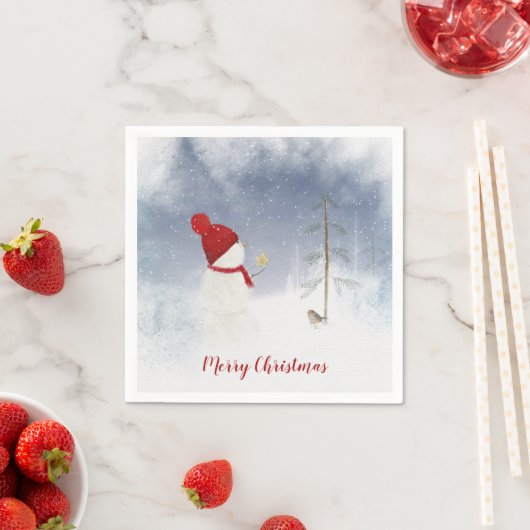 Weihnachtsschneemann mit Goldstar Serviette (Beispiel)