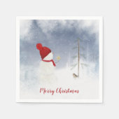 Weihnachtsschneemann mit Goldstar Serviette (Vorderseite)