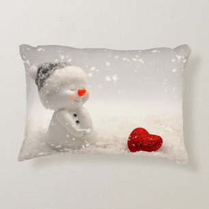 Weihnachtsschneemann mit Heartwarming-Liebe Dekokissen