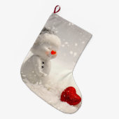 Weihnachtsschneemann mit Heartwarming-Liebe Großer Weihnachtsstrumpf (Vorderansicht (hängend))