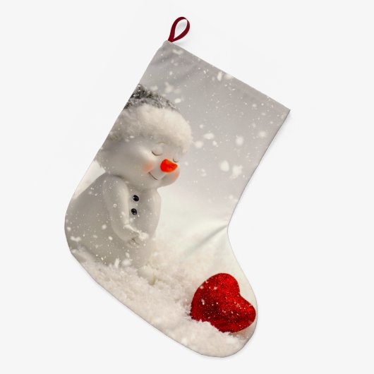 Weihnachtsschneemann mit Heartwarming-Liebe Großer Weihnachtsstrumpf (Vorderansicht (hängend))