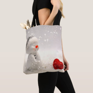 Weihnachtsschneemann mit Heartwarming-Liebe Tasche