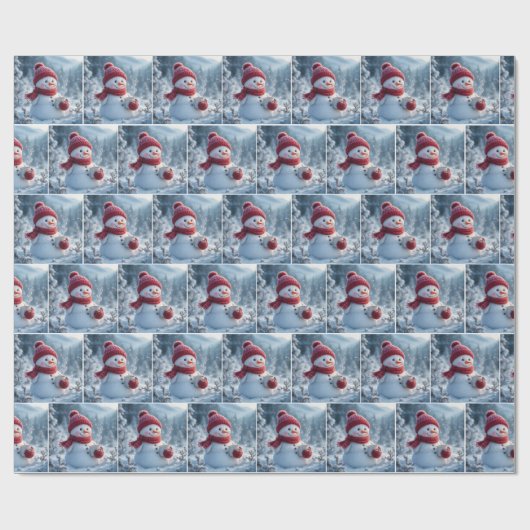 Weihnachtsschneemann mit heißer Schokolade Geschenkpapier (Flach)