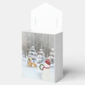 Weihnachtsschneemann mit Hirsch im Winterwald Geschenkschachtel (Geöffnet)