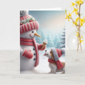 Weihnachtsschneemann mit Hund Karte (Gelbe Blume)