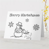 Weihnachtsschneemann mit Hunde Color Me Card Karte (Gelbe Blume)