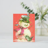 Weihnachtsschneemann mit Kitten Feiertagskarte (Stehend Vorderseite)