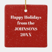 Weihnachtsschneemann mit rotem Schotter Keramikornament (Rückseite)