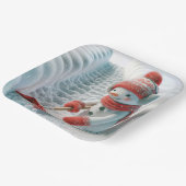 Weihnachtsschneemann mit rotem Schotter Pappteller (Gewinkelt)