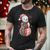 Weihnachtsschneemann mit Schneeflocken T-Shirt