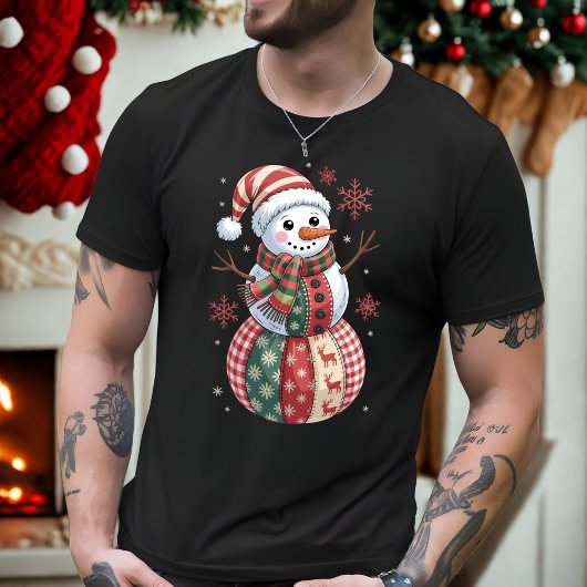 Weihnachtsschneemann mit Schneeflocken T-Shirt
