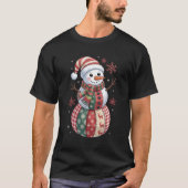 Weihnachtsschneemann mit Schneeflocken T-Shirt (Vorderseite)