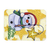 Weihnachtsschneemann mit Stern Magnet (Horizontal)