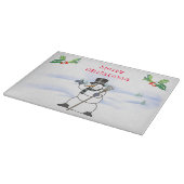 Weihnachtsschneemann mit Tophat und Schal Schneidebrett (Ecke)