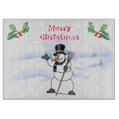 Weihnachtsschneemann mit Tophat und Schal Schneidebrett (Vorderseite)