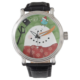 WeihnachtsSchneemann mit Vogel Armbanduhr