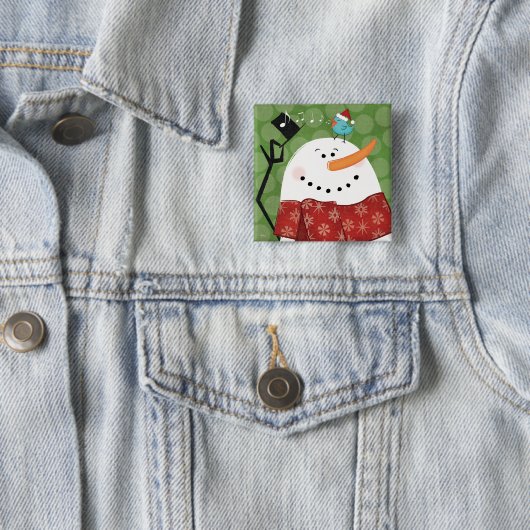 WeihnachtsSchneemann mit Vogel Button (Beispiel)