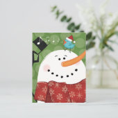 WeihnachtsSchneemann mit Vogel Feiertagspostkarte (Stehend Vorderseite)