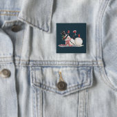 Weihnachtsschneemann mit Weihnachtsgeschenk Weihna Button (Beispiel)