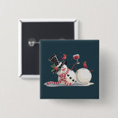 Weihnachtsschneemann mit Weihnachtsgeschenk Weihna Button (Vorne & Hinten)
