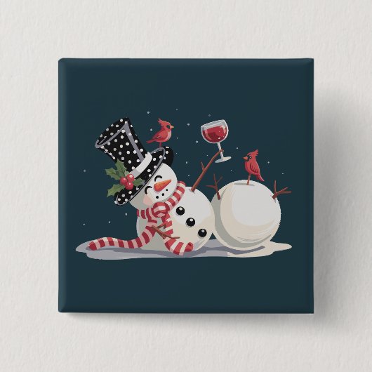 Weihnachtsschneemann mit Weihnachtsgeschenk Weihna Button (Vorderseite)
