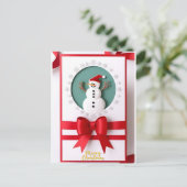 Weihnachtsschneemann mit Winterschneeflocken Desig Postkarte (Stehend Vorderseite)